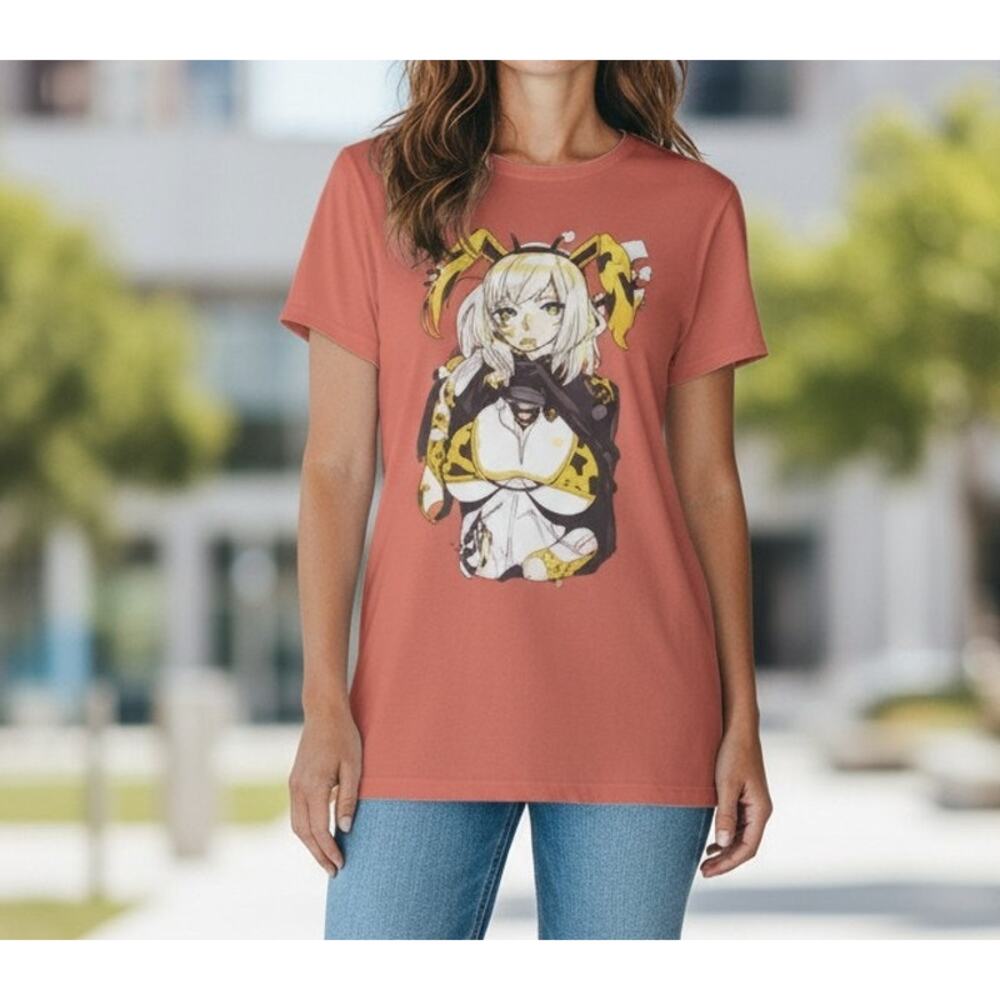 Godtail Anime Graphic T-Shirt Women's Large Orange Short Sleeve
